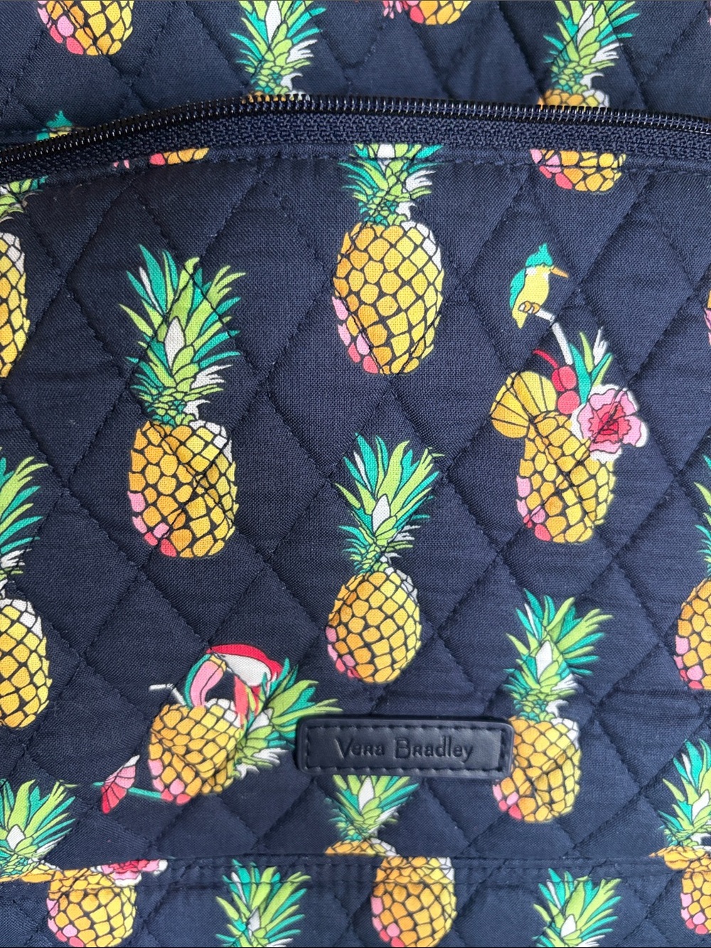 Vera Bradley Navy Quilted Pineapple Print Toucan Party Backpack - Picture 9 of 13